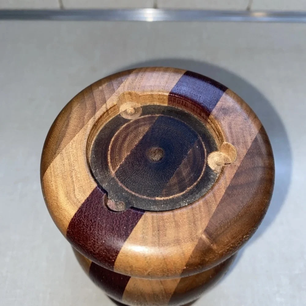 S & T Turnings Vintage Turned Wood Candle‎ Pillar Holder